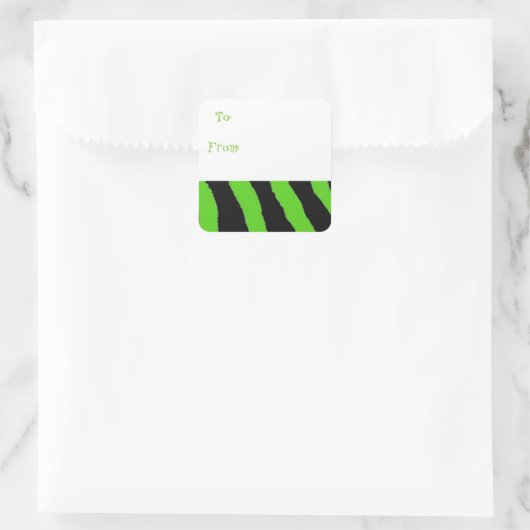 グリーンとブラックのストライプギフトラベル スクエアシール (バッグ)