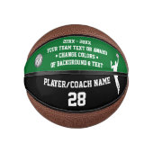 グリーンとブラックのバスケパーソナライズされたットボールだ。 ミニバスケットボール (正面)