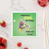 グリーンとブラックのビリヤードプールパーティーペーパーナプキン スタンダードカクテルナプキン (インサイチュ)