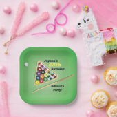 グリーンとブラックのビリヤードプールパーティー ペーパープレート (パーティー)