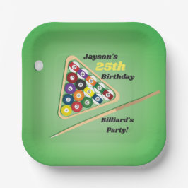 グリーンとブラックのビリヤードプールパーティー ペーパープレート