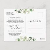 グリーンとブラックのモダンなブライズシャワー延期のお知らせ ポストカード (裏面)