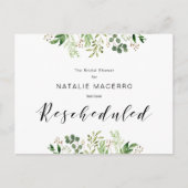 グリーンとブラックのモダンなブライズシャワー延期のお知らせ ポストカード (正面)