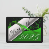 グリーンとブラックの卒業パーティー 招待状 (スタンド正面)