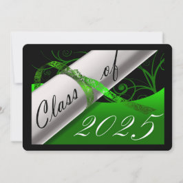 グリーンとブラックの卒業パーティー 招待状