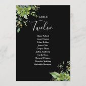 グリーンとブラックの白黒テーブル番号座席表 サンキューカード (正面)