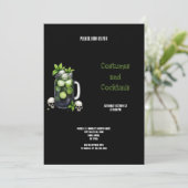 グリーンとブラックの衣装とカクテル ハロウィン 招待状 (スタンド正面)