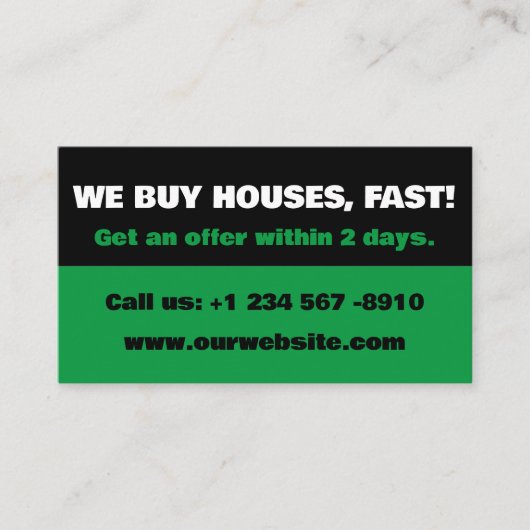 グリーンとブラック実在エステートインベスターWeハ買ウス 名刺 (正面)