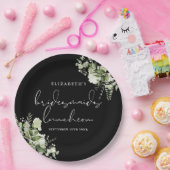 グリーンとブラック&ホワイトの花嫁の友人ランチョン ペーパープレート (パーティー)