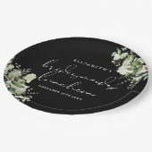 グリーンとブラック&ホワイトの花嫁の友人ランチョン ペーパープレート (アングル)