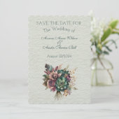 グリーンとブルゴーニュ結婚フローラの花束 セーブザデート (スタンド正面)