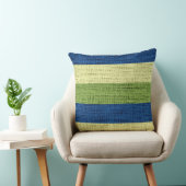 グリーンとブルーのストライプズバーラップリネン素朴ジュテ クッション (椅子)