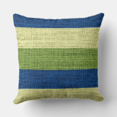 グリーンとブルーのストライプズバーラップリネン素朴ジュテ クッション (裏面)