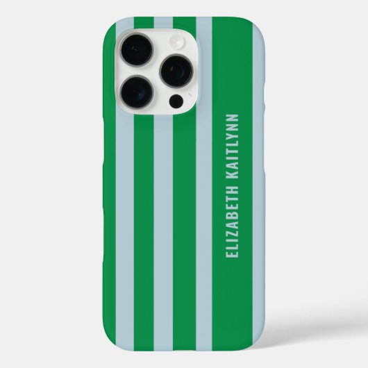 グリーンとブルーのストライプ柄のオーダーメイド Case-Mate iPhoneケース (裏面)