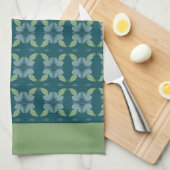 グリーンとブルーのティール（緑がかった色） キッチンタオル (四つ折り)