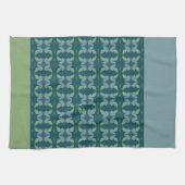 グリーンとブルーのティール（緑がかった色） キッチンタオル (横)