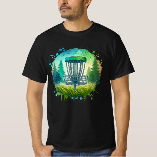 グリーンとブルーのディスクゴルフをテーマ Tシャツ