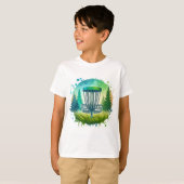 グリーンとブルーのディスクゴルフをテーマ Tシャツ (正面フル)