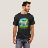 グリーンとブルーのディスクゴルフをテーマ Tシャツ (正面フル)