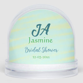 グリーンとブルーのパステルカラーの水彩画のウェディングシャワーの名前