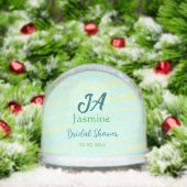 グリーンとブルーのパステルカラーの水彩画のウェディングシャワーの名前 (クリスマス)
