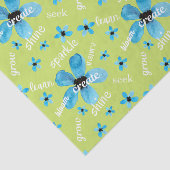 グリーンとブルーの水彩花のギフト用デコレーション（ポジティブな言葉付き） 薄葉紙 (詳細)