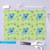 グリーンとブルーの水彩花のギフト用デコレーション（ポジティブな言葉付き） 薄葉紙 (クラフト)