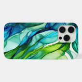 グリーンとブルーの流れる型枠 iPhoneケース (裏面横)