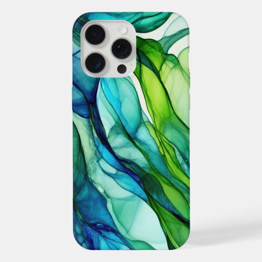 グリーンとブルーの流れる型枠 iPhoneケース (裏面)