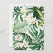 グリーンとブロンズのモンステラの葉のベビーシャワーパーティー 招待状 (裏面)