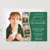 グリーンとブロンズの写真フィルムストリップのグラード発表 招待状 (正面)