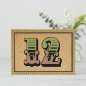 グリーンとプラム ウェスタン ウェディング テーブル ナンバー カード (スタンド正面)