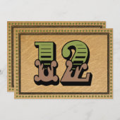 グリーンとプラム ウェスタン ウェディング テーブル ナンバー カード (正面/裏面)