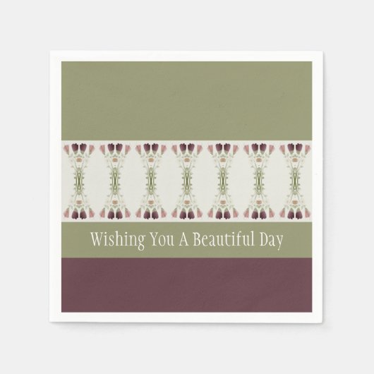 グリーンとプラム スタンダードカクテルナプキン (正面)