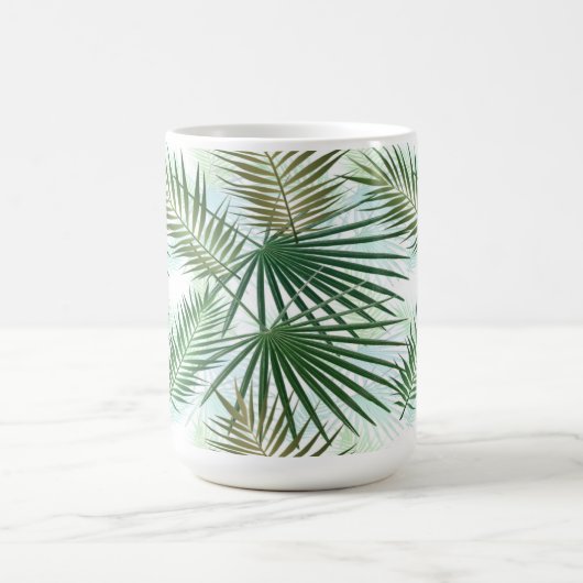 グリーンとベージュパーム熱帯離れ モーフィングマグカップ (中央)