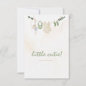 グリーンとベージュ繊細な水カラーフローラベビーSh サンキューカード (裏面)