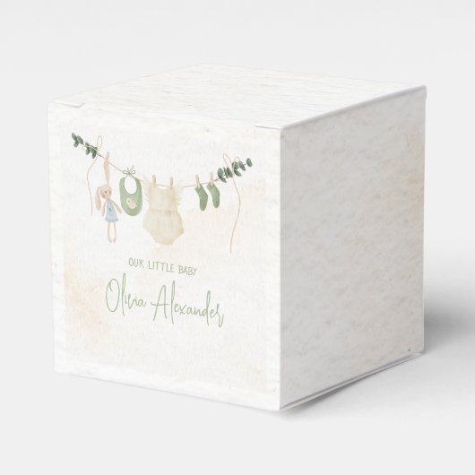 グリーンとベージュ繊細な水カラーフローラベビーSh フェイバーボックス (正面サイド)