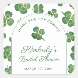 グリーンとホワイトのアイルランド風テーマのブライズシャワーお礼品 スクエアシール