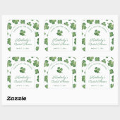 グリーンとホワイトのアイルランド風テーマのブライズシャワー プチギフト スクエアシール (シート)