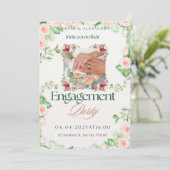 グリーンとホワイトのエンゲージメント招待状 サイズ:5" x 7" 招待状 (スタンド正面)
