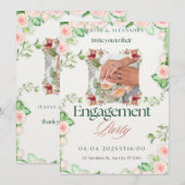 グリーンとホワイトのエンゲージメント招待状 サイズ:5" x 7" 招待状 (正面/裏面)