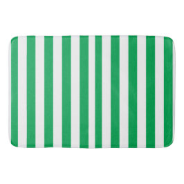 グリーンとホワイトのカバナストライプ バスマット