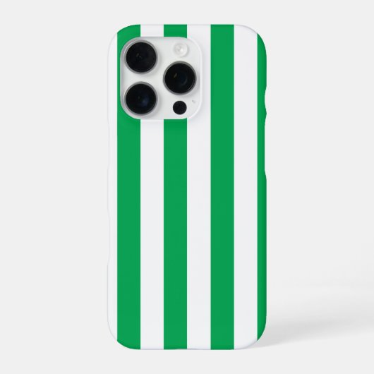 グリーンとホワイトのカバナストライプ iPhoneケース (裏面)