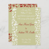 グリーンとホワイトのクリスチャンウェディング インビテーションポストカード (正面/裏面)