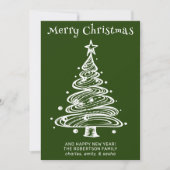 グリーンとホワイトのクリスマスカード 招待状 (正面)