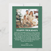 グリーンとホワイトのクリスマスツリーパターン写真 シーズンカード (裏面)