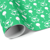 グリーンとホワイトのゴルフボールとクラブ ラッピングペーパー (ロールコーナー)
