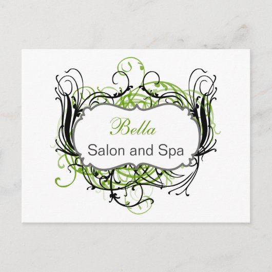 グリーンとホワイトのシックなビジネスサンキューカード ポストカード (正面)