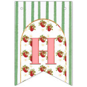 グリーンとホワイトのストライプハッピーバースデー バンティングフラッグ (第2の旗)