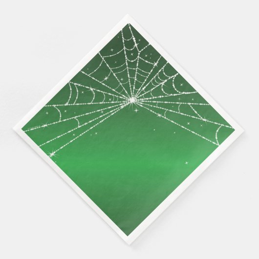 グリーンとホワイトのスパークリングダイヤモンドスパイダーウェブ (コーナー)